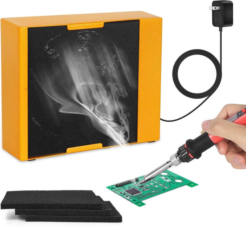 NOEVSBIG Solder Fume Extractor Smoke Absorber Remover Smoke Prevention Absorber Smoke Fan 12V Soldering Fan DIY Working Fan Fume Extractor for Soldering Station Stained Glass Laser Cutter Repairing DIY Hobby - Image 1